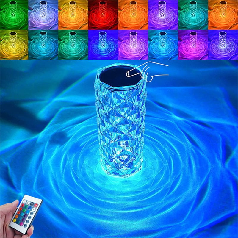 16 Colors Diamond Rose Crystal Lamp